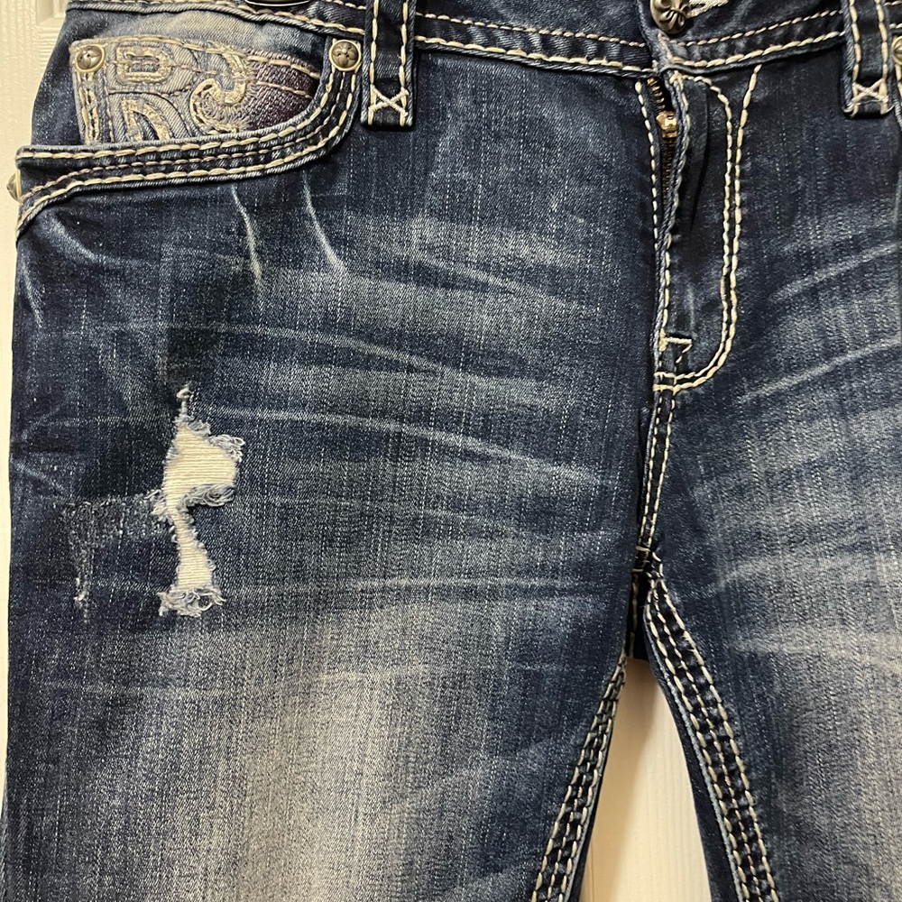 Rock Revival Sukey Blue Distressed Women Jeans - Picture 2 of 7